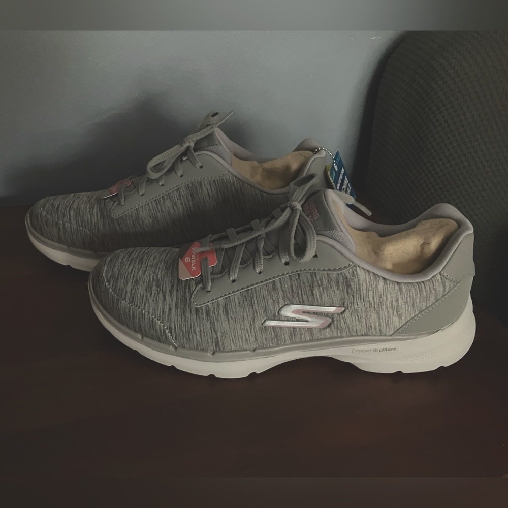 New! Skechers GoWalk 6 Magic Melody gray athletic shoes.